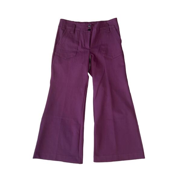 Maeve Anthropologie Burgundy Wide Leg Pant Womens Size 12 Petite - Picture 1 of 4